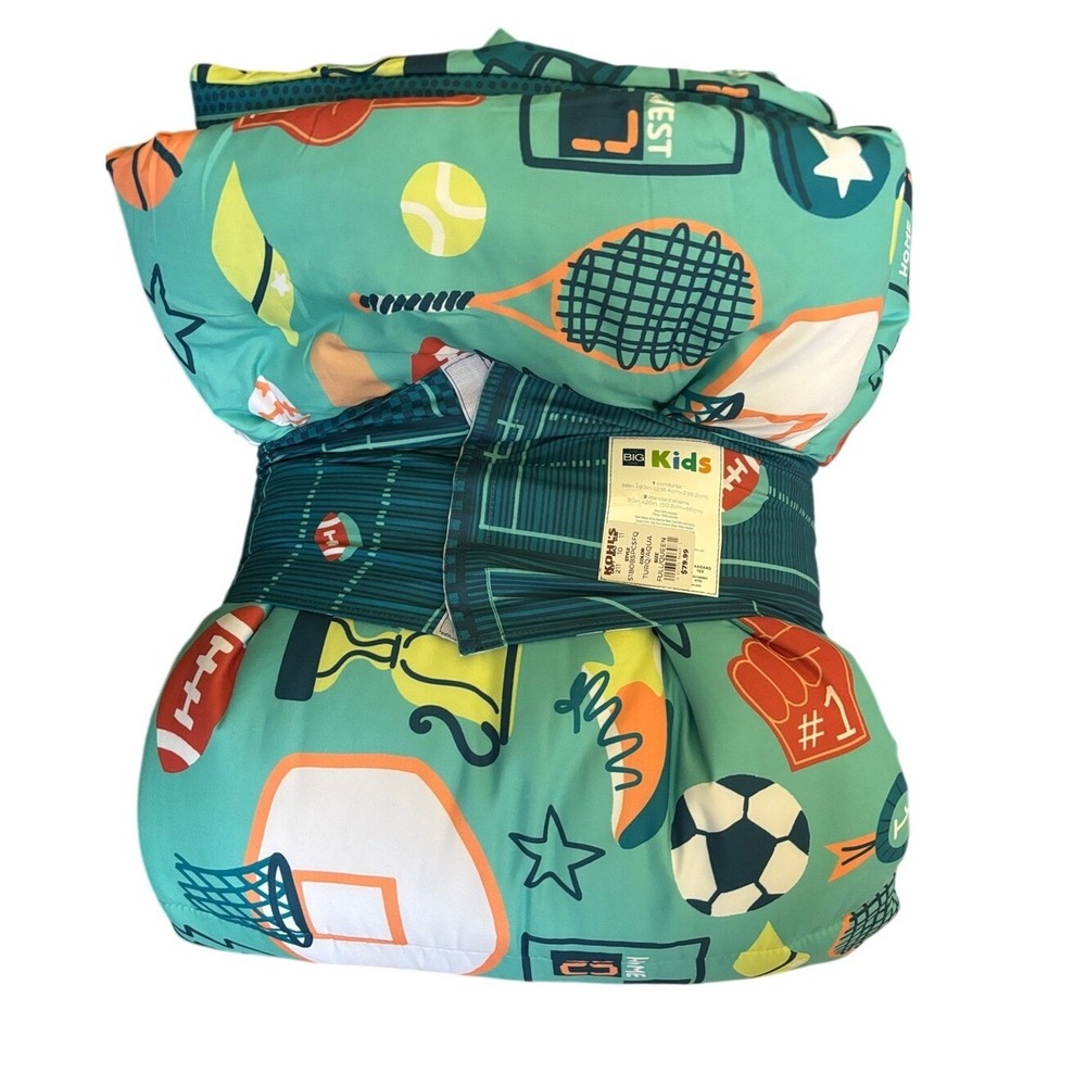 The Big One Kids Full/Queen 3-Piece Comforter Set Boys: Rory Sports Icons NEW - Picture 2 of 12